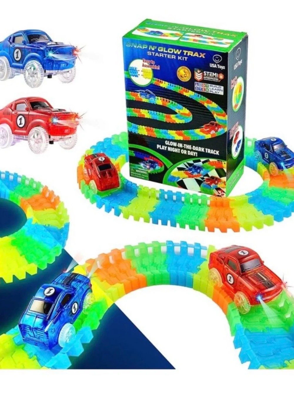 Flexible Glow Race Track Set for Kids - Multicolor